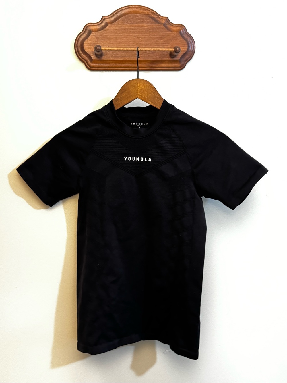 YoungLA Black Short Sleeve Crewneck Tee with Subtle Chest Logo